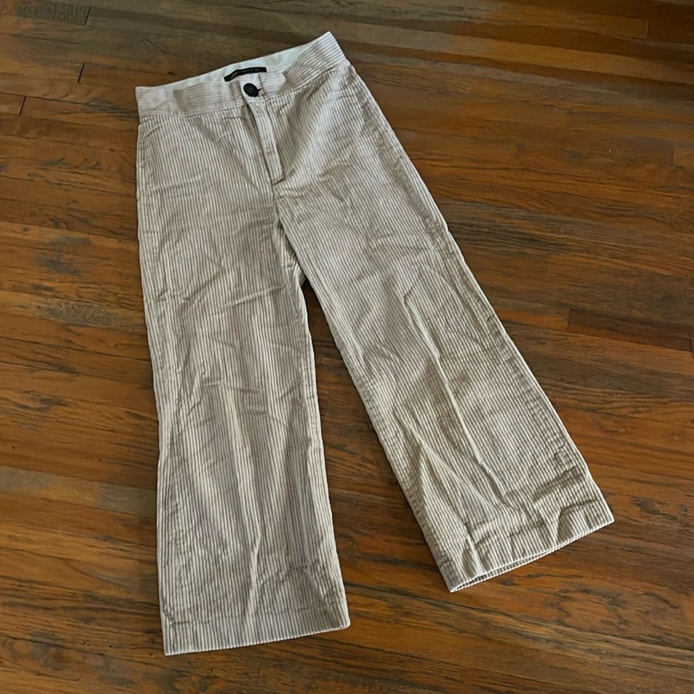 Zara Woman Cropped Wide Leg Corduroy Pants